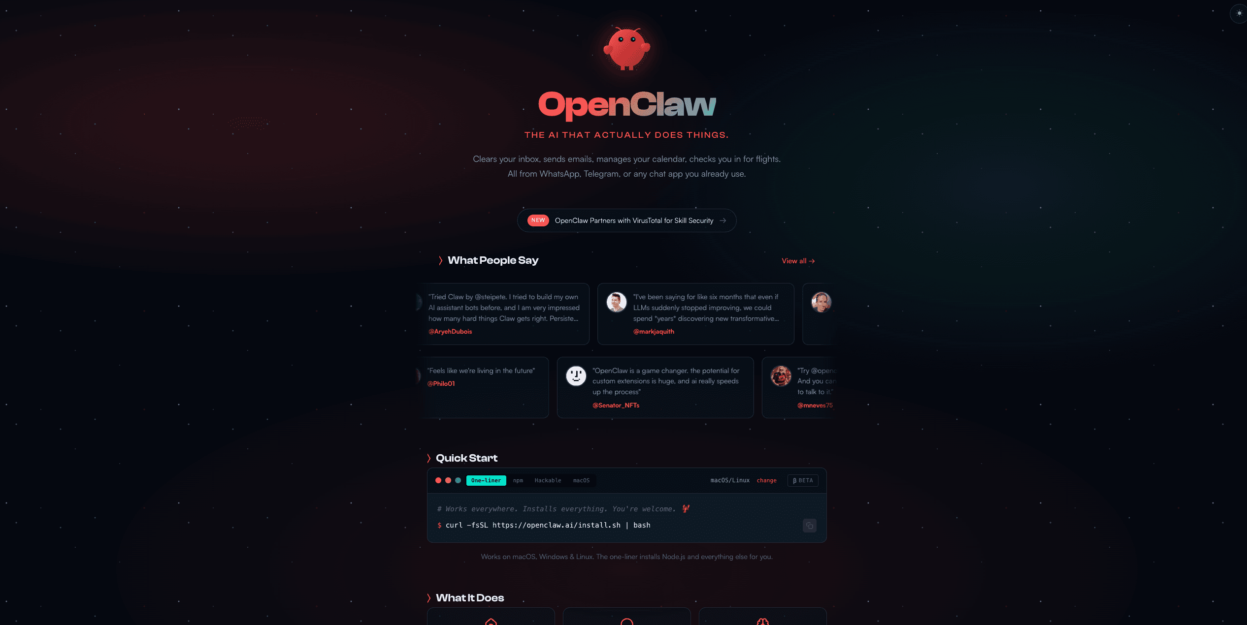 OpenClaw.ai — captura de pantalla