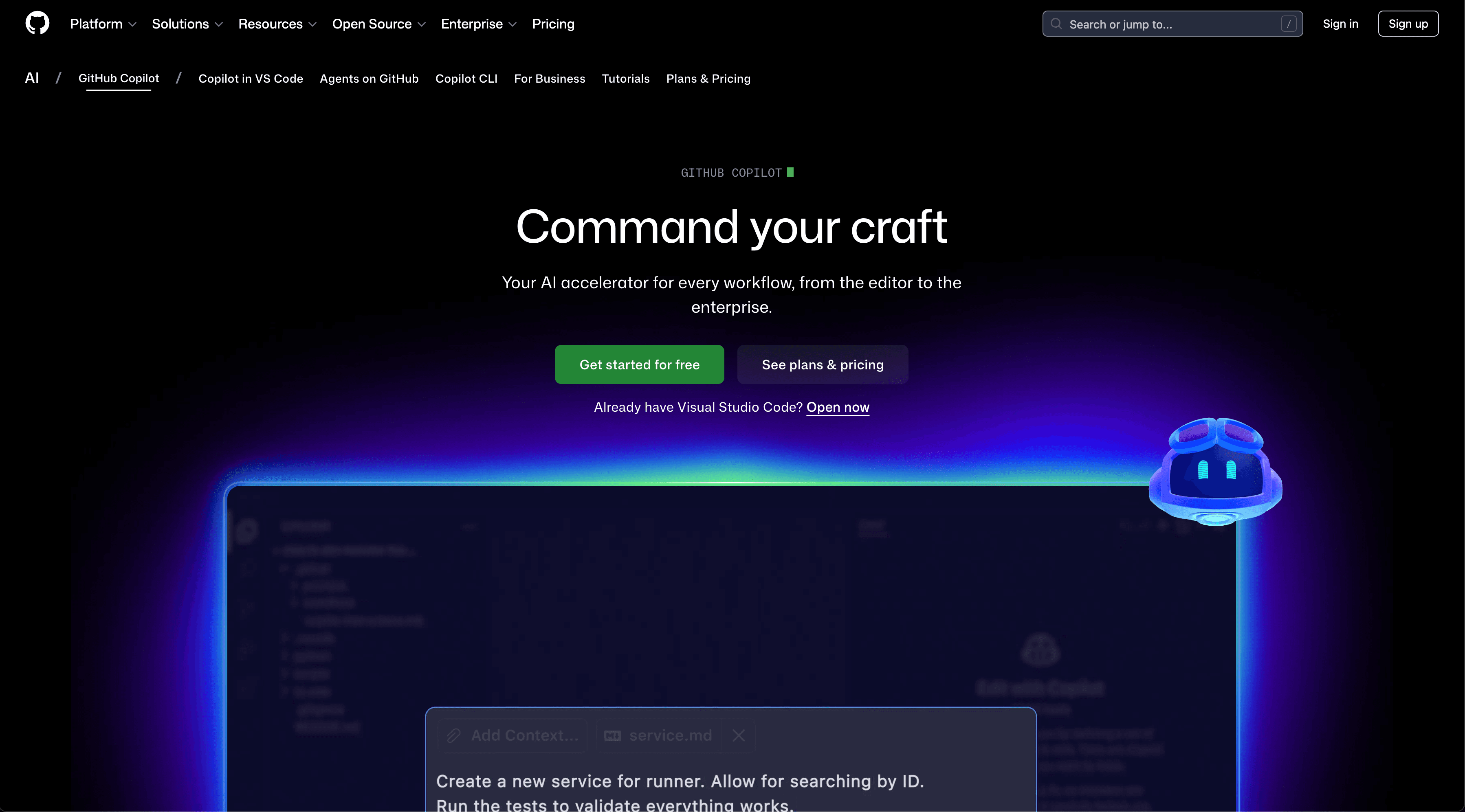 GitHub Copilot — captura de pantalla