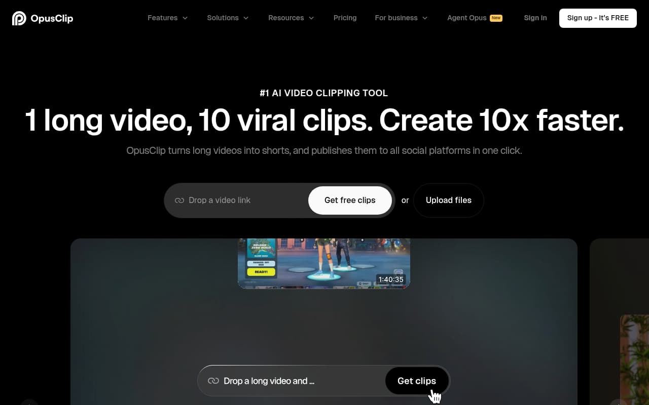 OpusClip — captura de pantalla
