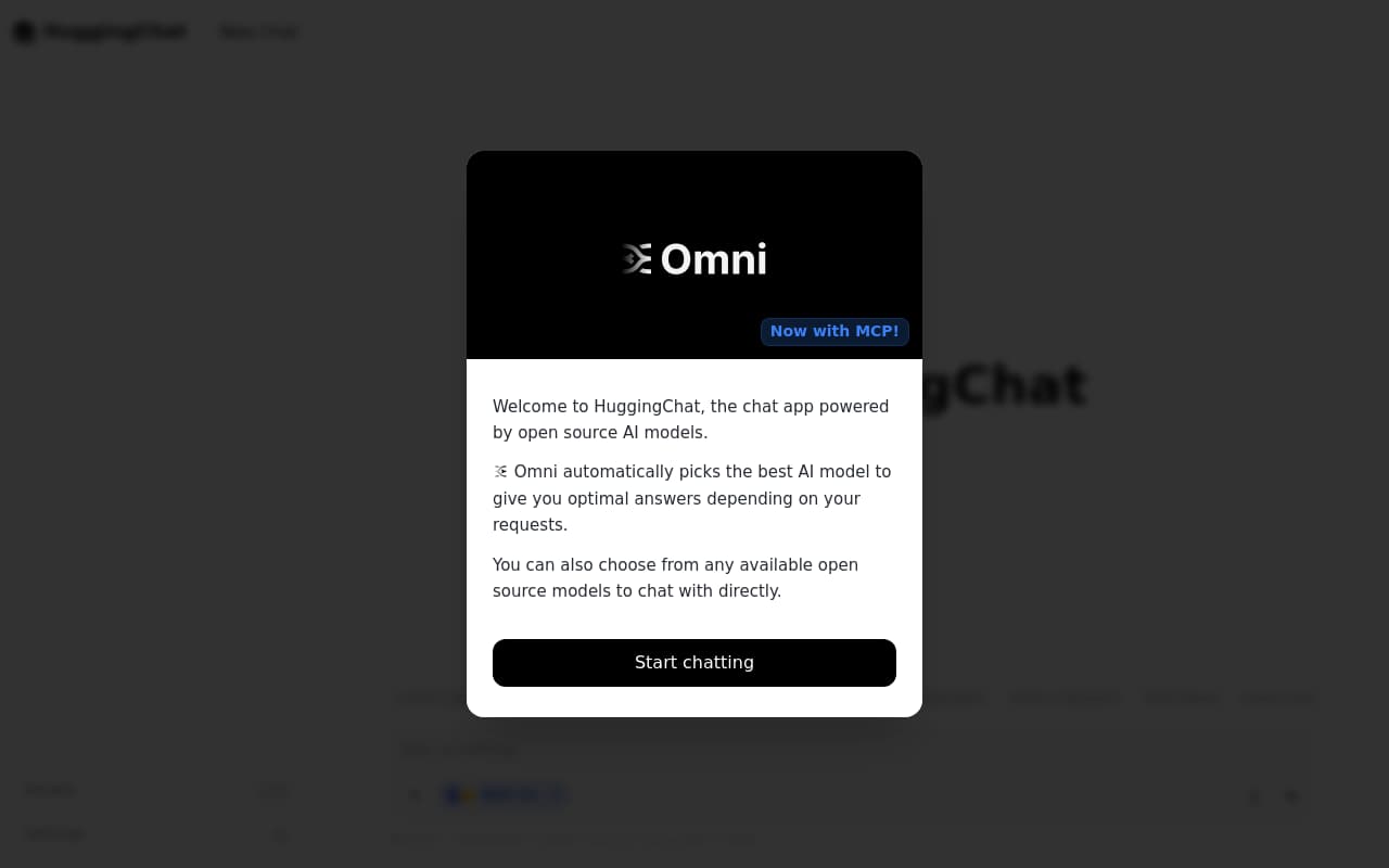 HuggingChat — captura de pantalla