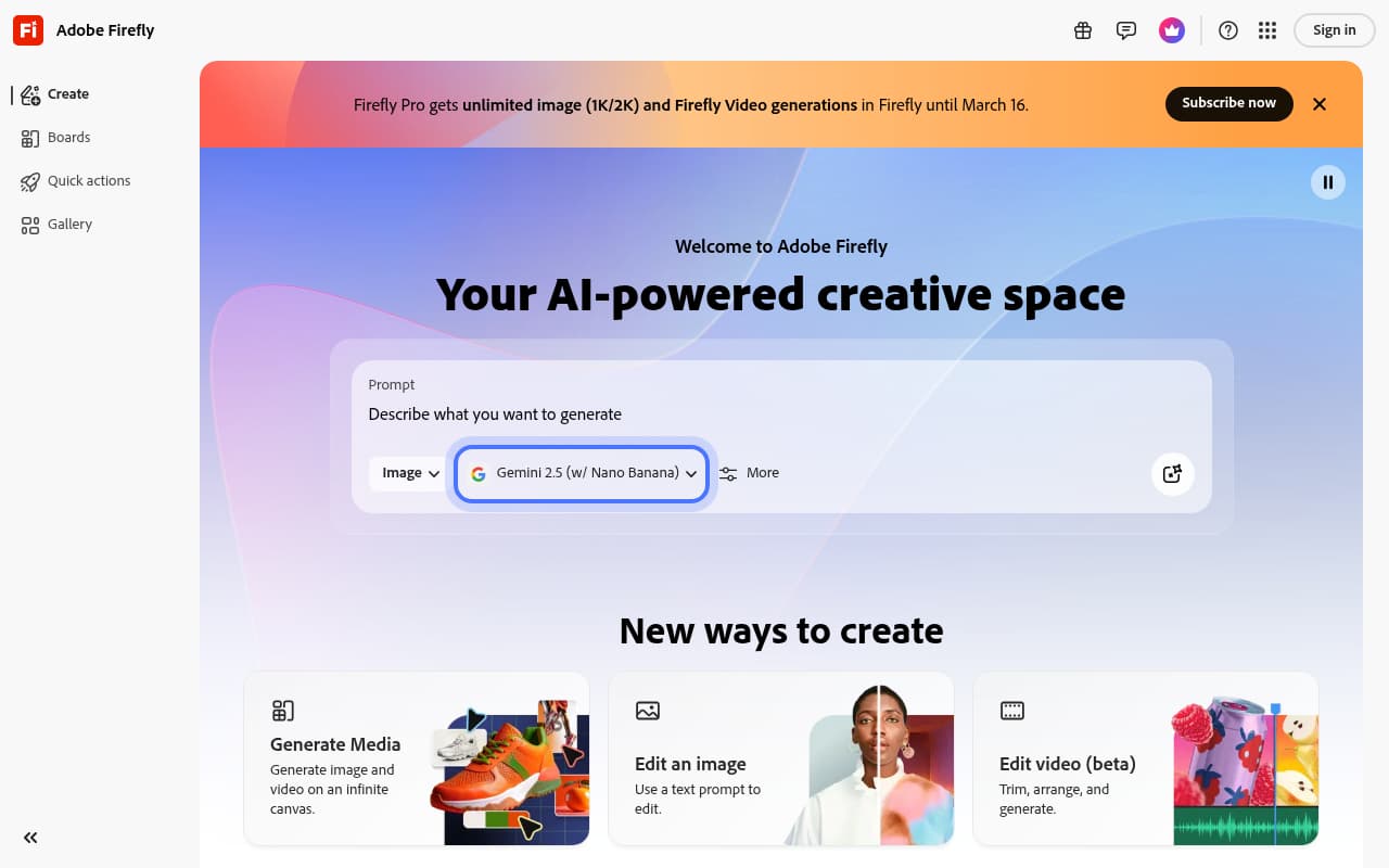 Adobe Firefly — captura de pantalla