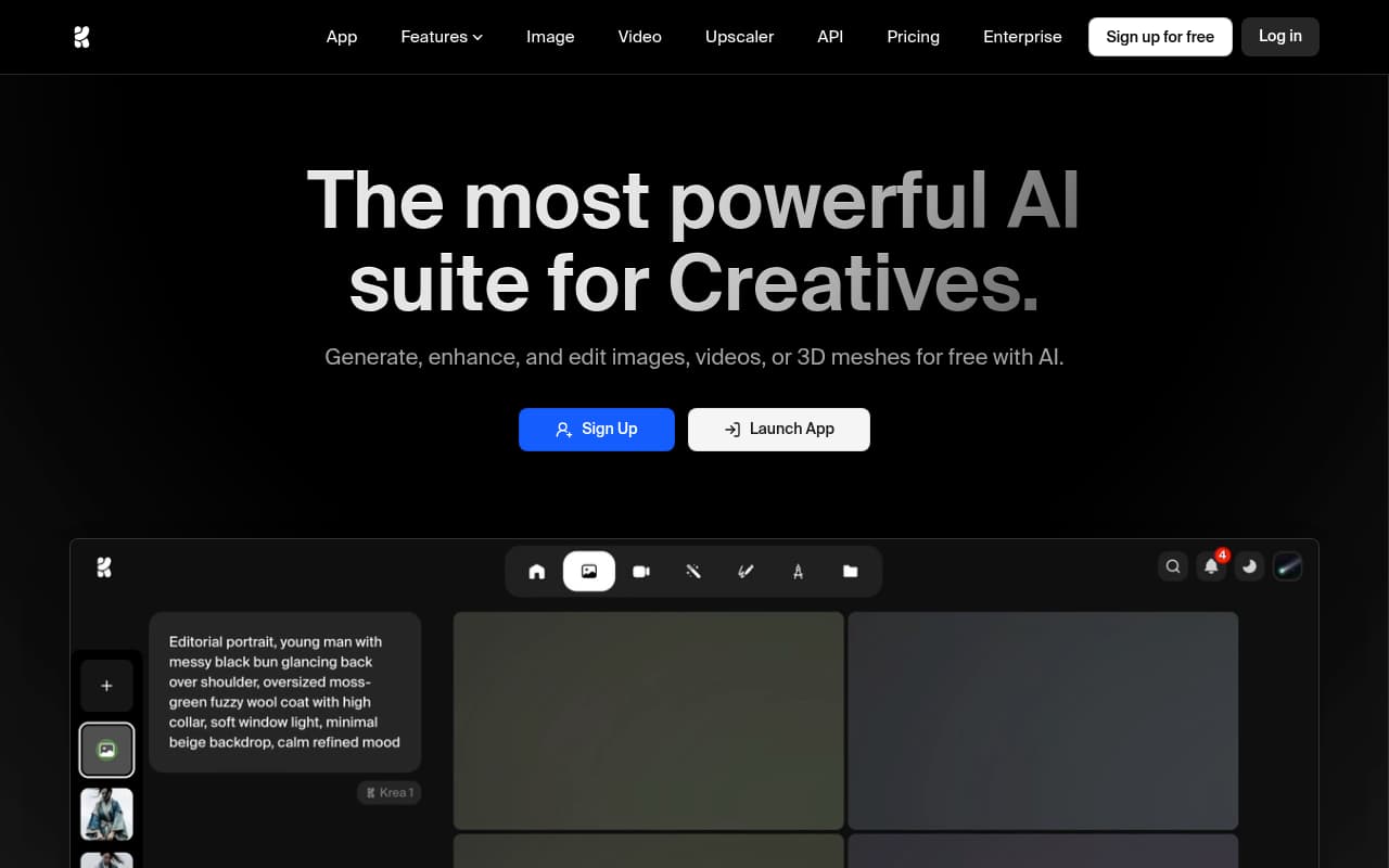 Krea AI — captura de pantalla