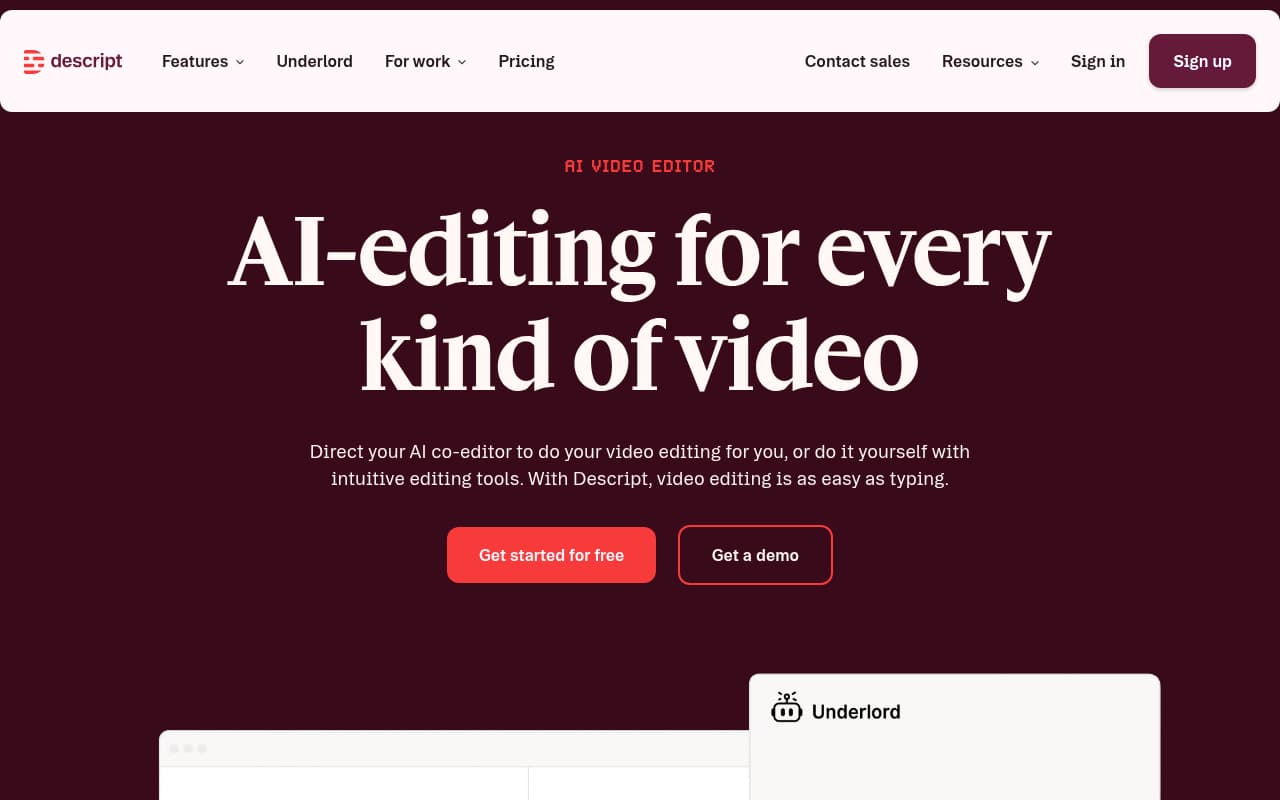 Descript — captura de pantalla