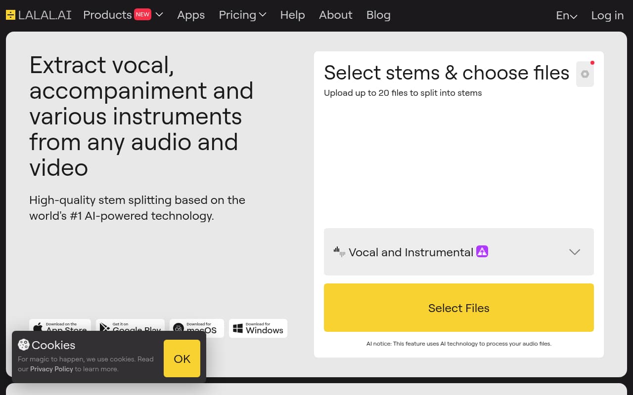 LALAL.AI — captura de pantalla