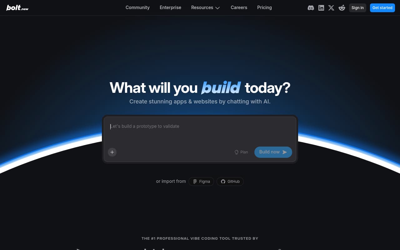 Bolt.new — captura de pantalla