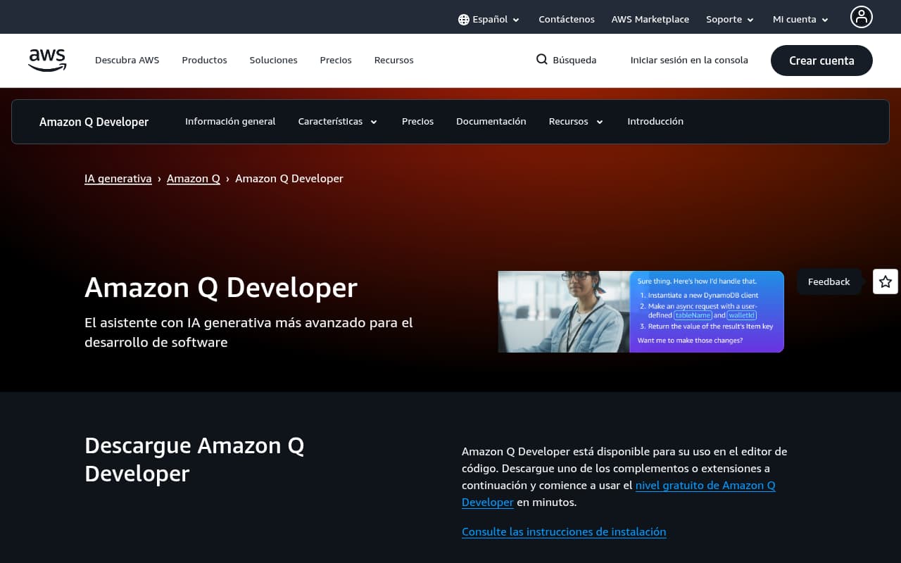 Amazon Q Developer — captura de pantalla